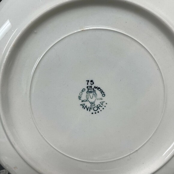Vintage Anfora Mexico Salad Plates White Red Green 7 3/8" Lot of 4 - Picture 7 of 11
